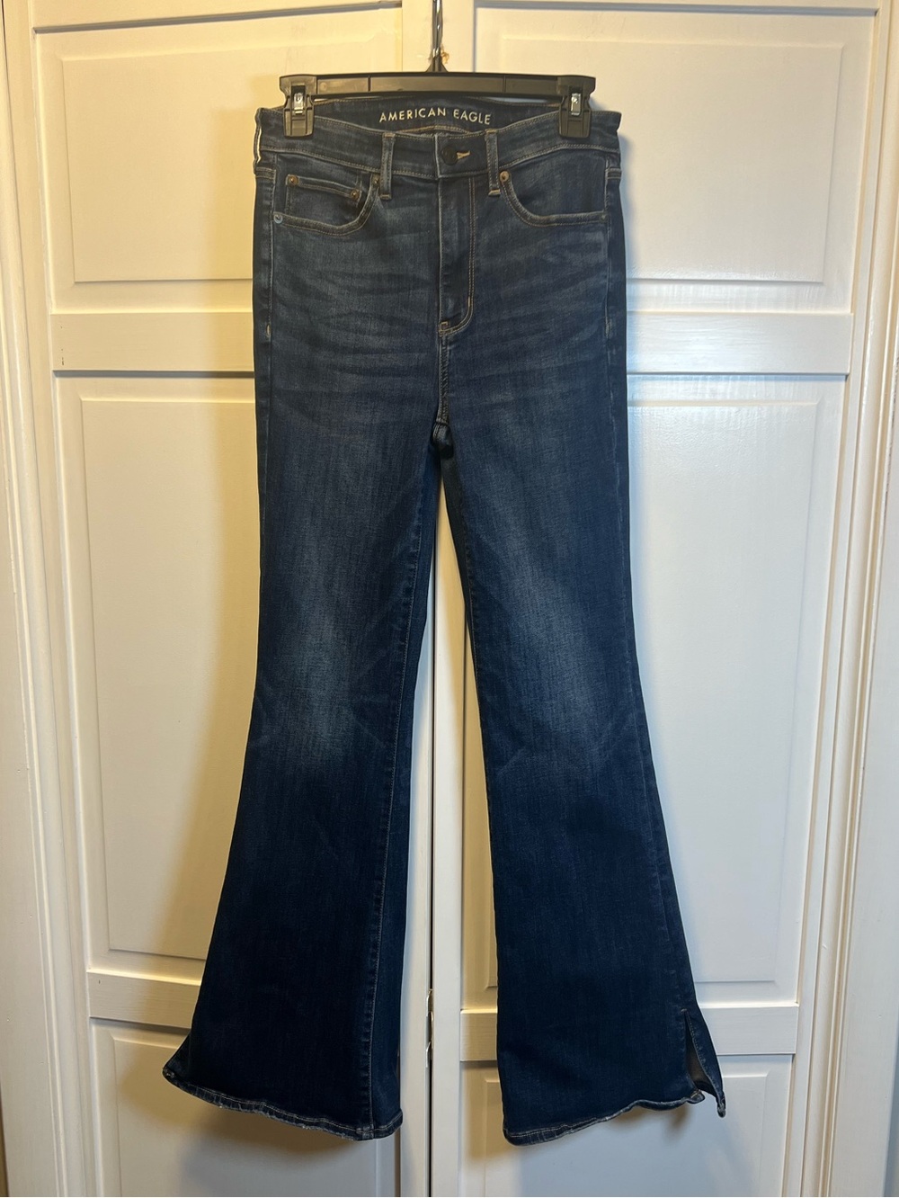 American Eagle Next Level Stretch Super High Rise Flare Jeans Size 6 Long Blue